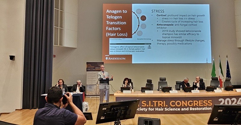 World-renowned Atlanta-based hair transplant surgeon Dr Ken Anderson presents at an international hair restoration congress in Italy